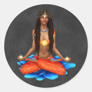 Adesivo Redondo Vinheta de quadro chaleira com aquecedor místico