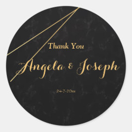 Adesivo Redondo Vinheta de quadro preto e Dourado geométrico