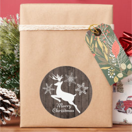 Adesivo Redondo Vinheta de renas de Natal do País