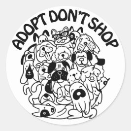 Adesivo Redondo Vinheta de resgate de adoção de cães