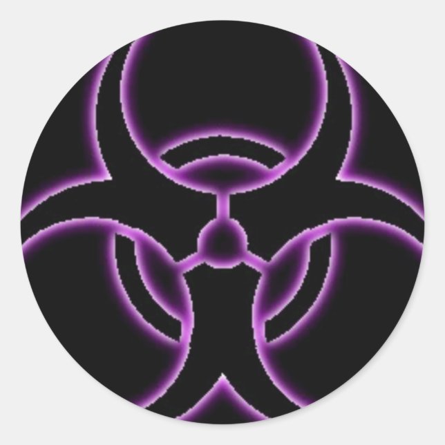 Adesivo Redondo Vinheta de Risco Biológico Roxo (Frente)