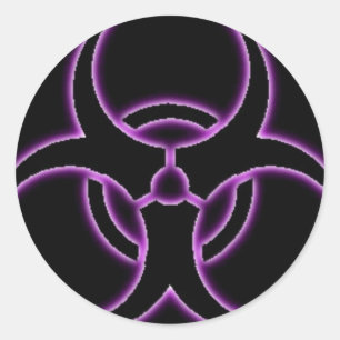 Adesivo Redondo Vinheta de Risco Biológico Roxo