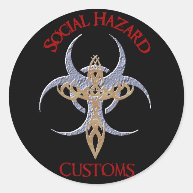 Adesivo Redondo Vinheta de risco social (Frente)