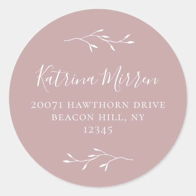 Adesivo Redondo Vinheta de Rosa de Retorno da Ramificação Botânica (Frente)