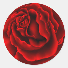 Adesivo Redondo Vinheta de Rosa vermelha Elegante
