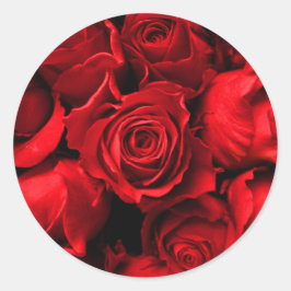 Adesivo Redondo Vinheta de Rosa vermelha Elegante