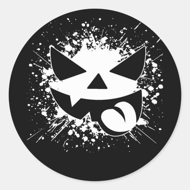 Adesivo Redondo Vinheta de rosto de abóbora do Dia das Bruxas (Frente)