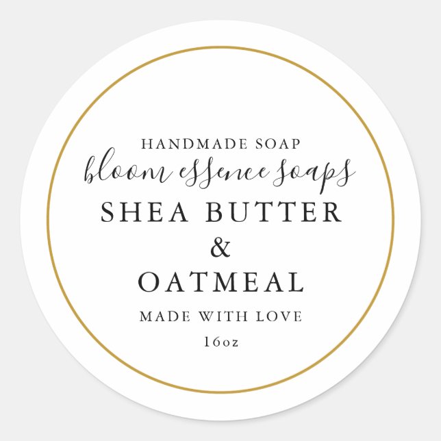 Adesivo Redondo Vinheta de sabão Dourado (Frente)