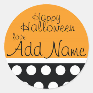 Adesivo Redondo Vinheta de Saco de Tratamento do Halloween