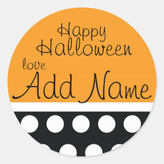 Adesivo Redondo Vinheta de Saco de Tratamento do Halloween