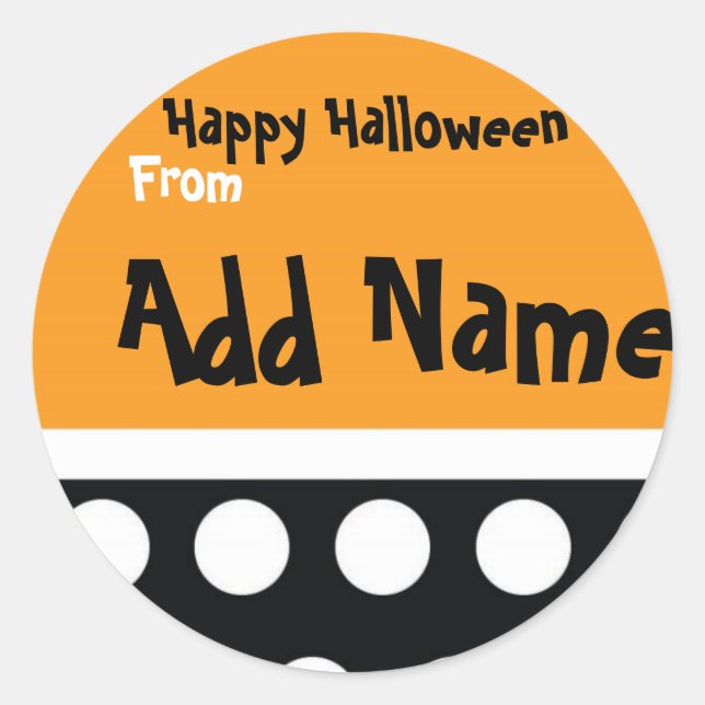 Adesivo Redondo Vinheta de Saco de Tratamento do Halloween (Frente)