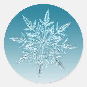 Adesivo Redondo Vinheta de Sal de Natal Blue Snowflake