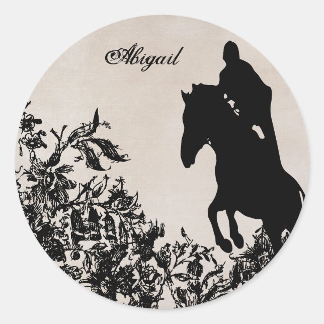 Adesivo Redondo Vinheta de salto para cavalos equestres personaliz (Frente)