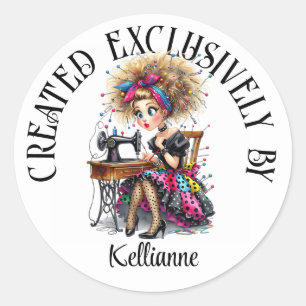 Adesivo Redondo Vinheta de Seamstress