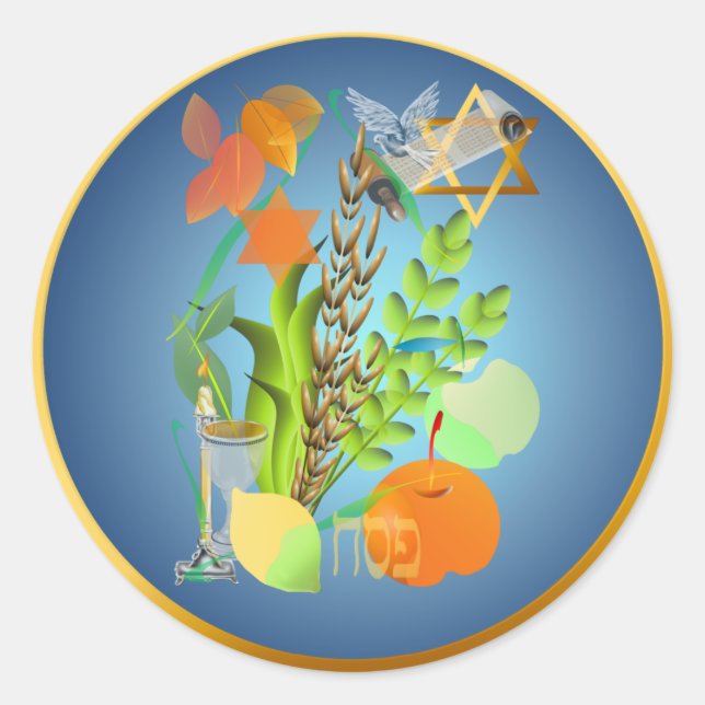 Adesivo Redondo Vinheta de Seder de Passagem (Frente)