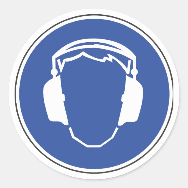 Adesivo Redondo Vinheta de segurança de proteção auditiva (Frente)