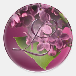 Adesivo Redondo Vinheta de selagem de envelope lilac monograma