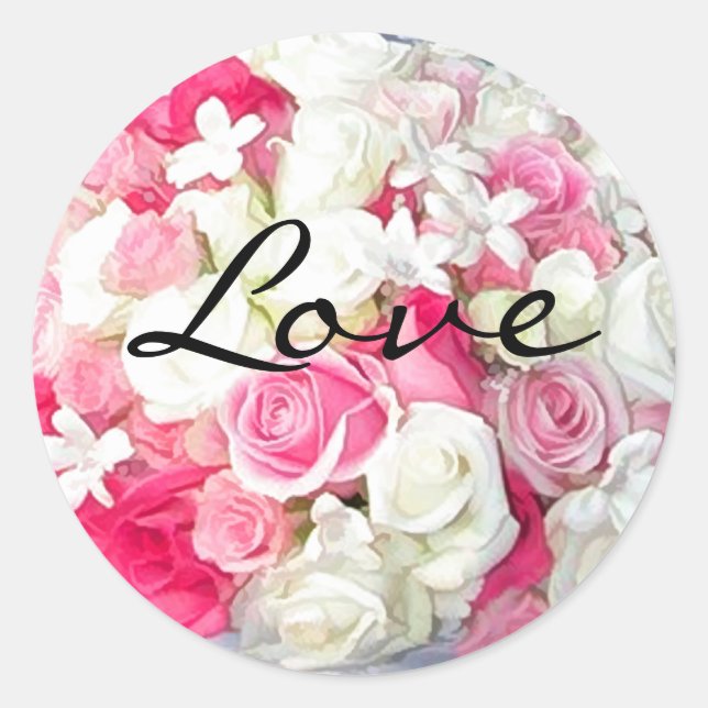 Adesivo Redondo Vinheta de selagem de envelopes de amor (Frente)