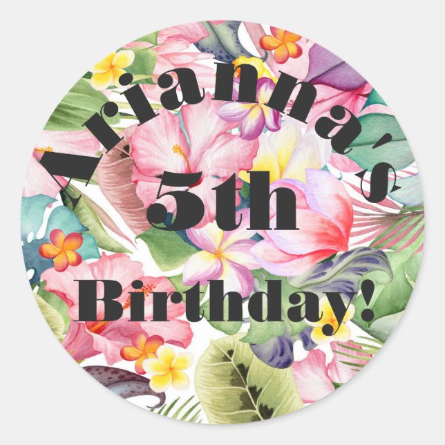 Adesivo Redondo Vinheta de selagem de envelopes tropical (Frente)