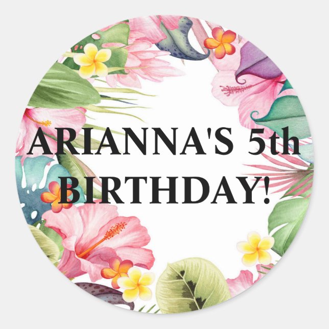 Adesivo Redondo Vinheta de selagem de envelopes tropical (Frente)