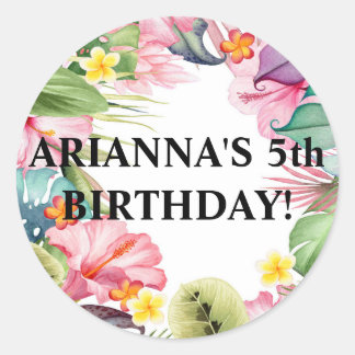 Adesivo Redondo Vinheta de selagem de envelopes tropical