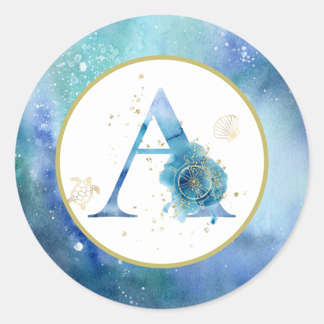 Adesivo Redondo *~* Vinheta de selagem náutica de prateleiras (Frente)