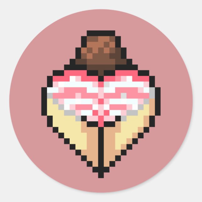 Adesivo Redondo Vinheta de shimapan rosa bonito (Frente)