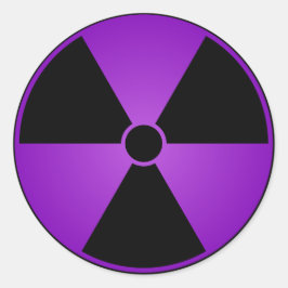 Adesivo Redondo Vinheta de Símbolo de Radiação Roxo