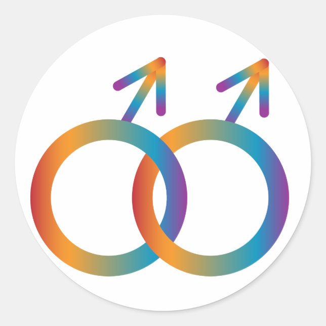 Adesivo Redondo vinheta de símbolo gay (Frente)