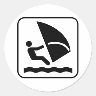 Adesivo Redondo Vinheta de símbolos para surf