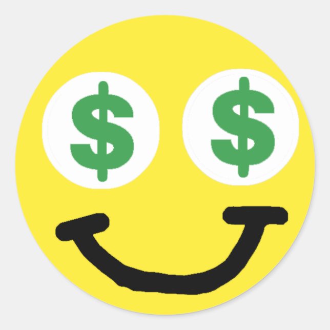 Adesivo Redondo Vinheta de Sinal de Dólar (Frente)