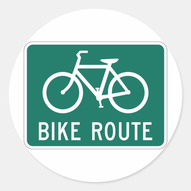 Adesivo Redondo Vinheta de Sinal de Rota Bicicleta (Frente)