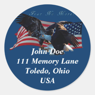 Adesivo Redondo Vinheta de Sinalizador Bald Eagle/US