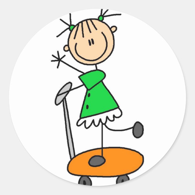 Adesivo Redondo Vinheta de Skateboard para Garotas (Frente)