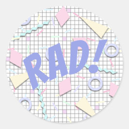Adesivo Redondo Vinheta de Slogan 'Rad' dos anos 80