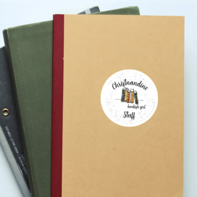 Adesivo Redondo Vinheta de Sobreposição do Livro de Nomes Personal (Criador carregado)