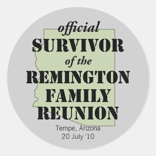 Adesivo Redondo Vinheta de Sobrevivência de Reunião da Família de  (Frente)