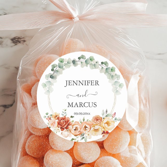 Adesivo Redondo Vinheta de sofisticação do Flor Botânico (Criador carregado)