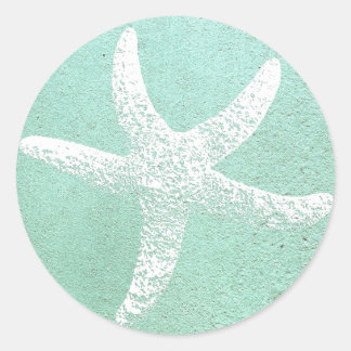 Adesivo Redondo Vinheta de Starfish Azul e Branco