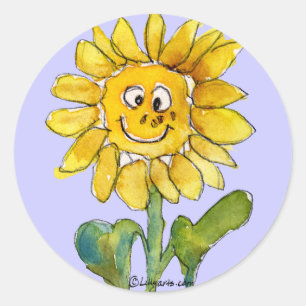 Adesivo Redondo Vinheta de Sunflower Clipart 3