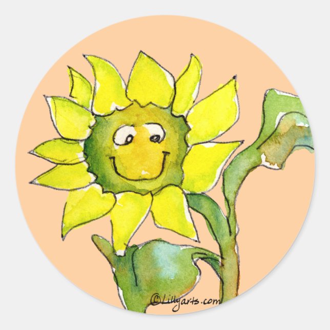 Adesivo Redondo Vinheta de Sunflower Clipart 8 (Frente)