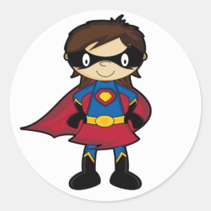 Adesivo Redondo Vinheta de Super-Herói