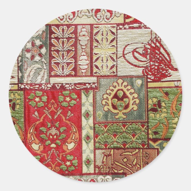Adesivo Redondo vinheta de tecido turca (Frente)