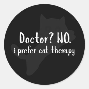 Adesivo Redondo Vinheta de Terapia Gato - Presente de Gato Engraça