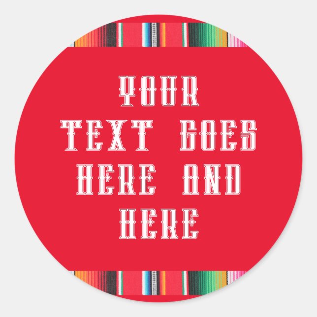 Adesivo Redondo Vinheta de texto de serpente de poncho mexicano (Frente)