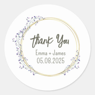 Adesivo Redondo Vinheta de Texto Personalizável Floral de Cores Aq