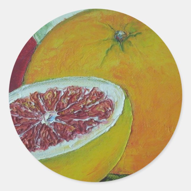Adesivo Redondo Vinheta de Toranja Vermelho (Frente)