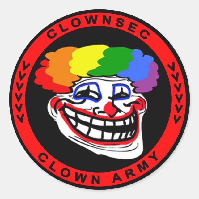 Adesivo Redondo Vinheta de Troll do Clownsec (Frente)