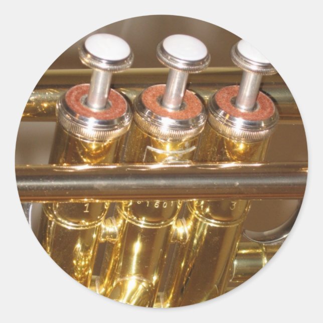 Adesivo Redondo Vinheta de trompete (Frente)