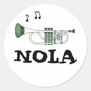 Adesivo Redondo Vinheta de Trompete Nova Orleans Jazz